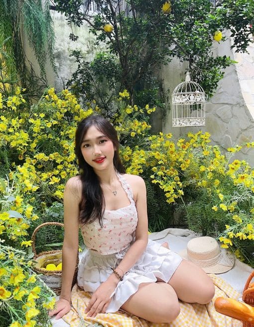 Áo ống cổ yếm croptop hoạ tiết hoa hồng - Ảnh 3